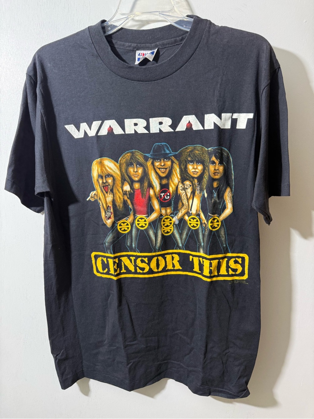 Vintage 1990 warrant sensor this concert T-shirt, size L hair metal A-12 #13